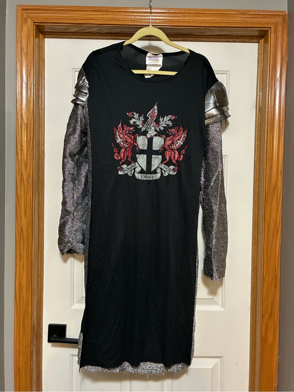 COSPLAY KNIGHT Black Gothic Crest Tunic with Metallic Sleeves
